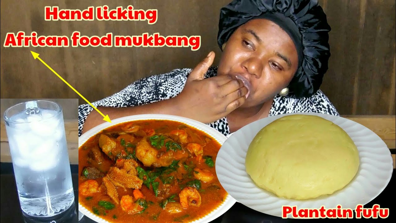 MUKBANG | NIGERIAN AFRICAN FOOD MUKBANG | TASTY OGBONO SOUP & PLANTAIN FUFU