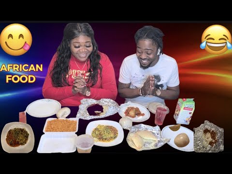 AFRICAN FOOD MUKBANG || JAMAICAN COUPLE FIRST TIME TRYING AFRICAN FOOD