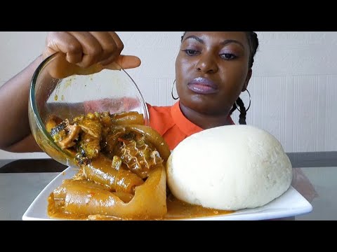 Asmr Mukbang ogbono soup with fufu.