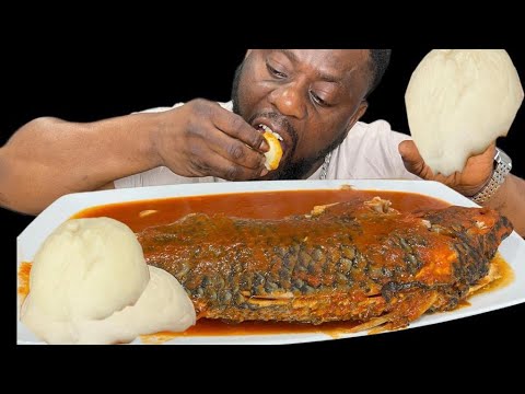 ASMR TILAPIA FISH WITH FUFU AND PEPPER SOUP AFRICAN FOOD