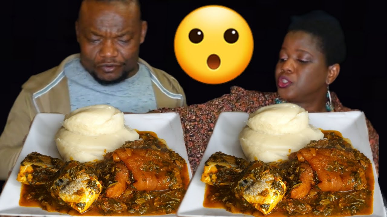 ASMR African Food Mukbang You’ve Never Seen Before! poundo yam and vegetable soup