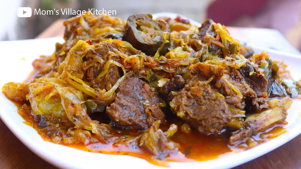 How To Cook Wet Meat – Beef with Cabbage – Ugandan African Food – Mom’s Village Kitchen