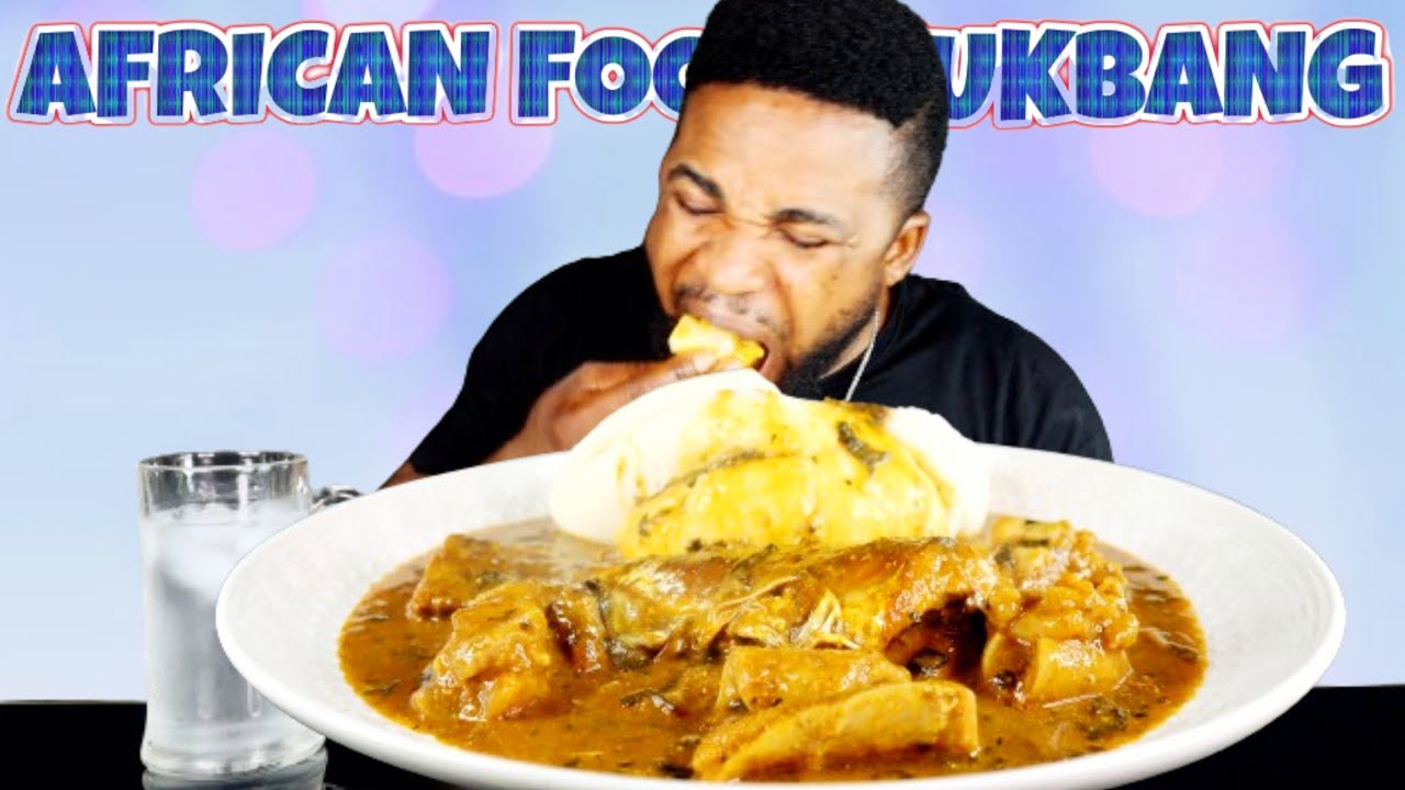 MAN ALONE EATING SHOW | FUFU AND OGBONO SOUP ASMR | AFRICAN FOOD