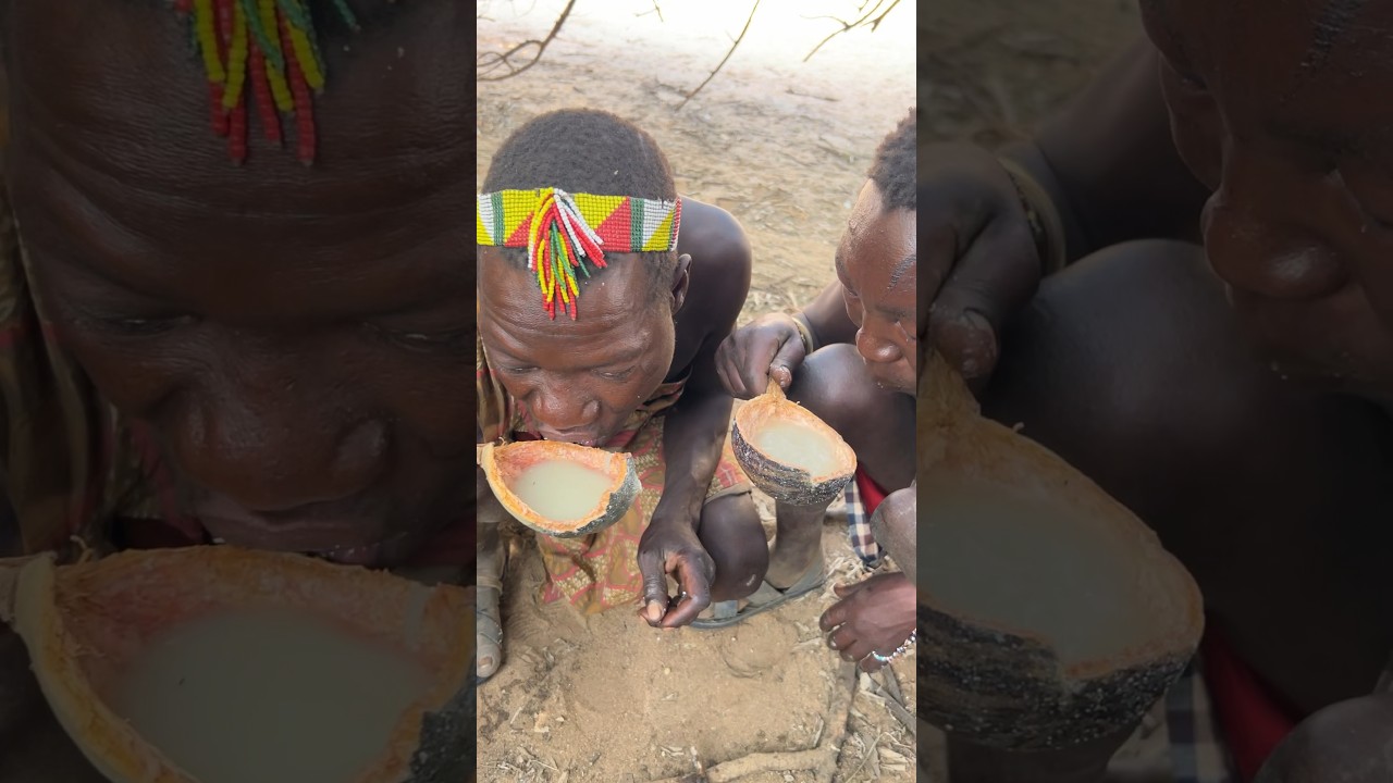 Eating Ugali with Soup is incredible and lovely food In this tribe #hadzabetribe #viral