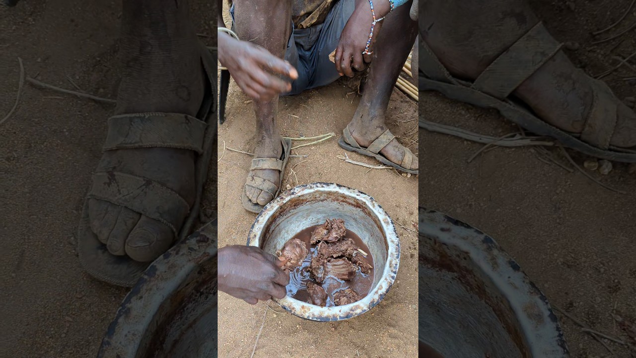 Hadzabe tribe Enjoying their favorite Lunch today #hadzabetribe #villagelife