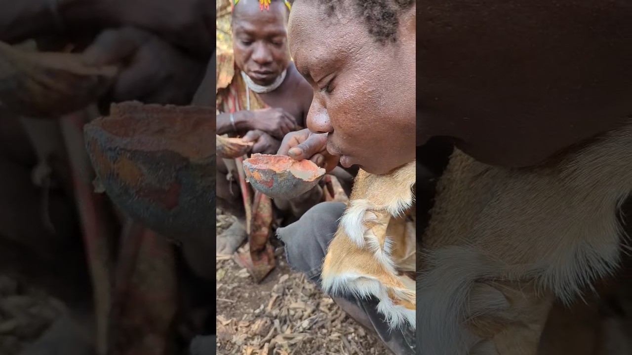 Hadzabe tribe middle in forest cooking their favorite food #hadzabetribe #villagelife