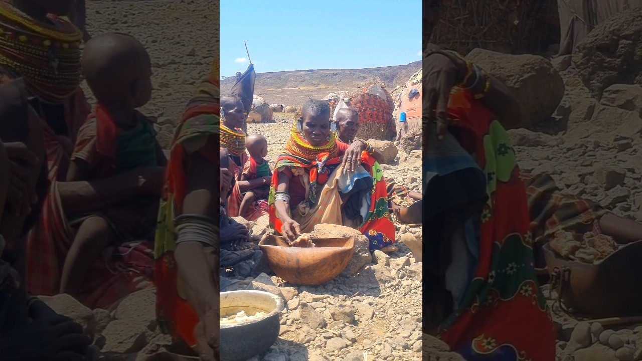 Sharing is caring , Turkana grandmother is serving lunch #shortfeed #africa