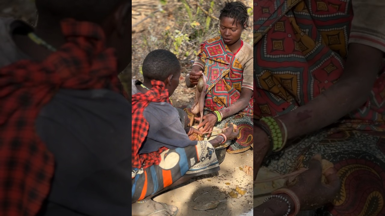 Witnessing tradition: the Hadza wash their game meat in a natural setting