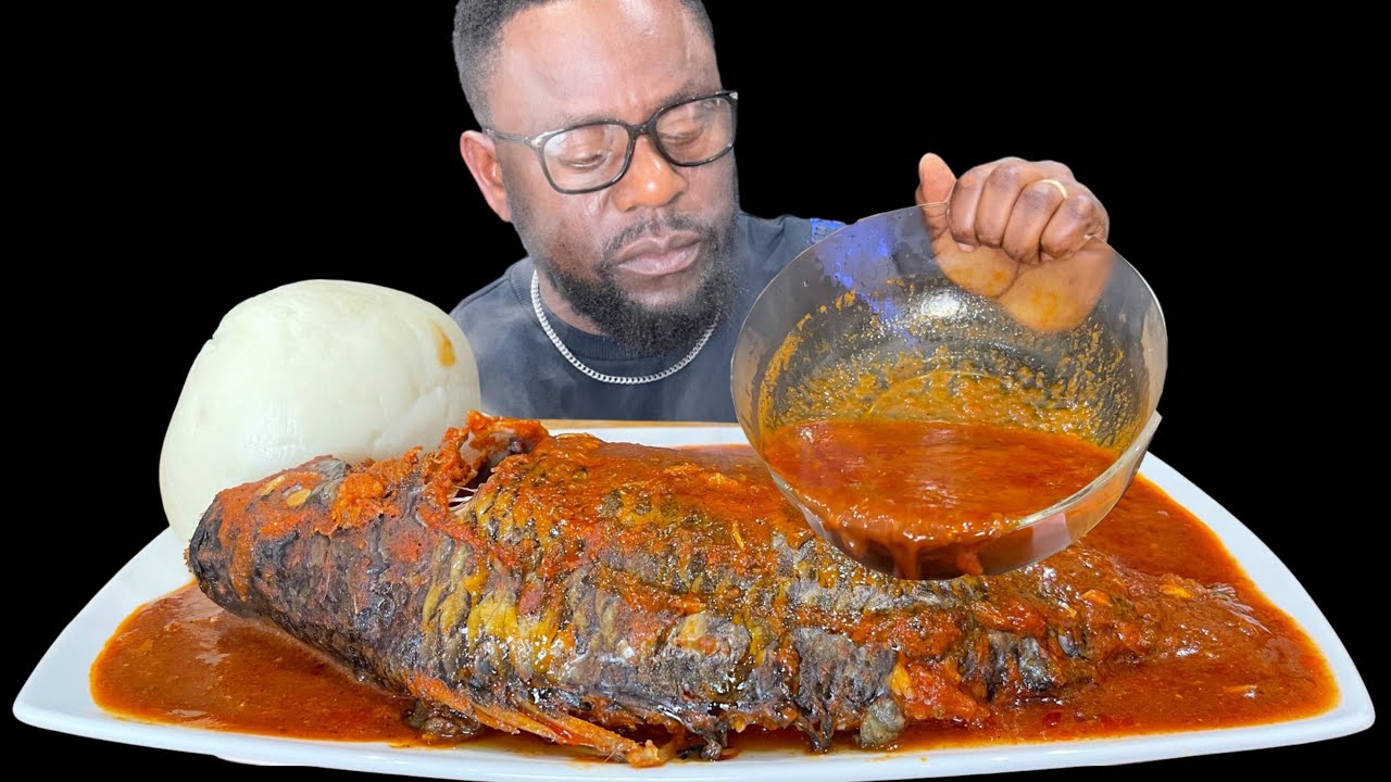 ASMR TILAPIA FISH WITH FUFU AND PEPPER SOUP| AFRICAN FOOD