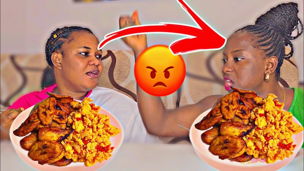 Acting Rude mukprank On Jennifer ,African food mukbang, fried plantain with eggs sauce mukbang