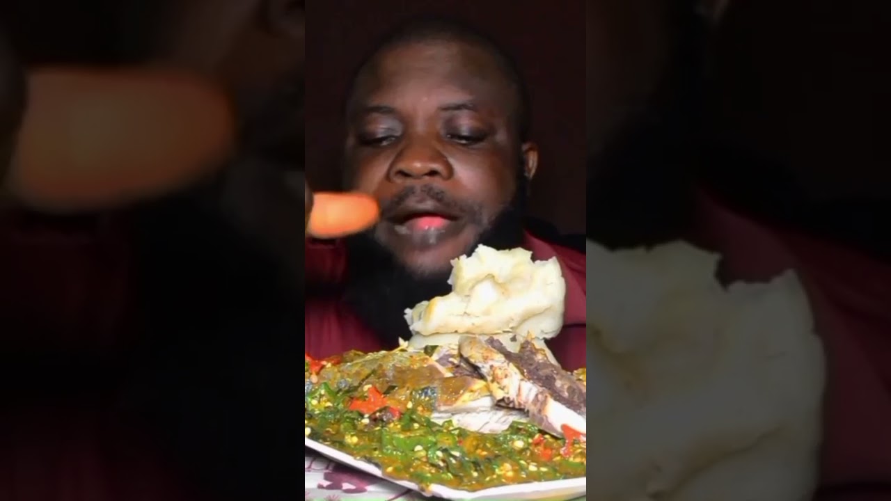 Asmr Mukbang Fish Okra Soup With Semo Fufu/African Food #Shortsbeta #Shorts #Shortsart #Shortscook