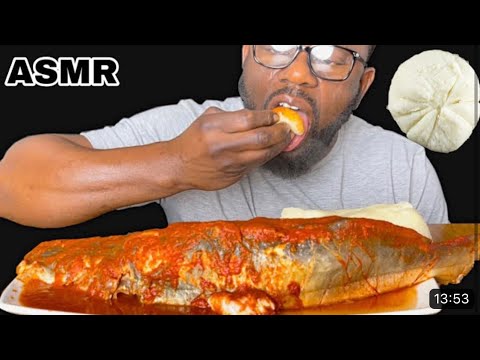 ASMR FUFU AND PEPPER SOUP WITH THE LONGEST FISH EVER!! AFRICAN FOOD MUKBANG