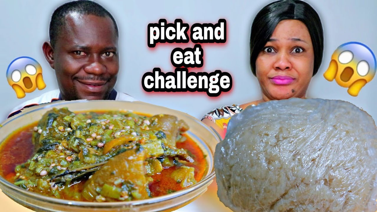 PICK AND EAT MUKBANG CHALLENGE |OKRO SOUP WITH BANKU MUKBANG |AFRICAN FOOD MUKBANG