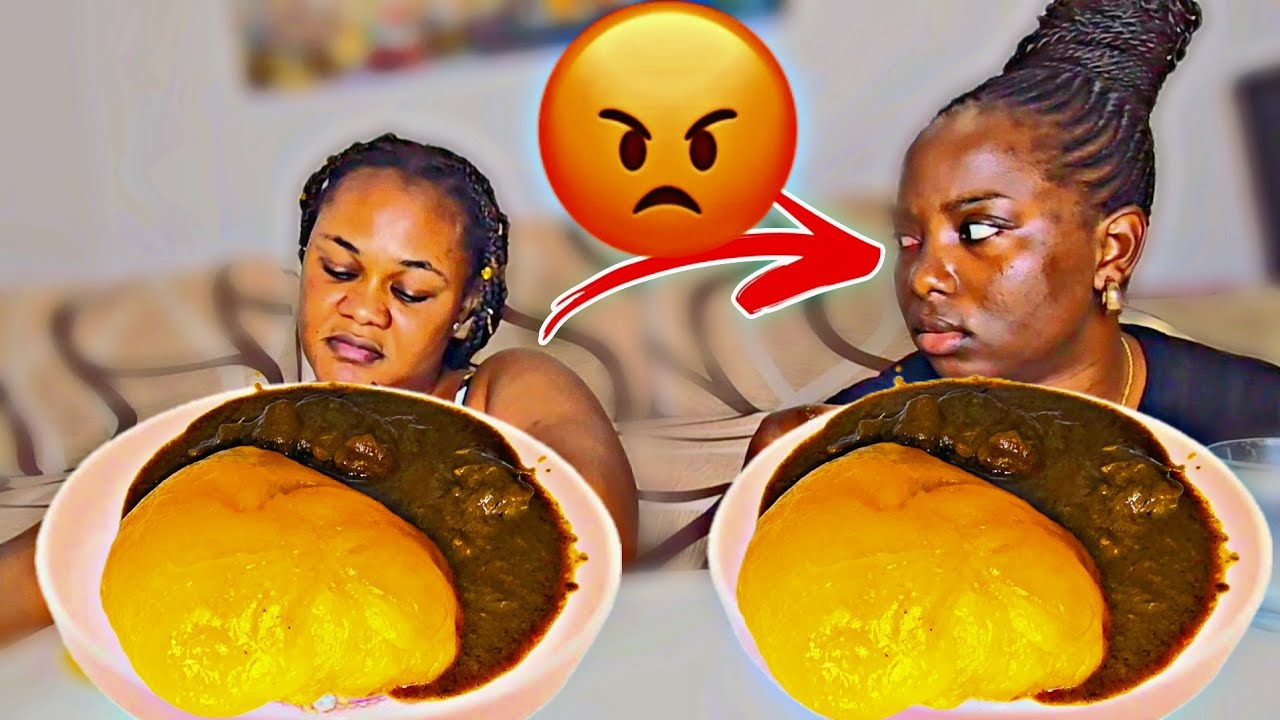 Ignoring Promise mukprank, African food mukbang, starch fufu with banga soup