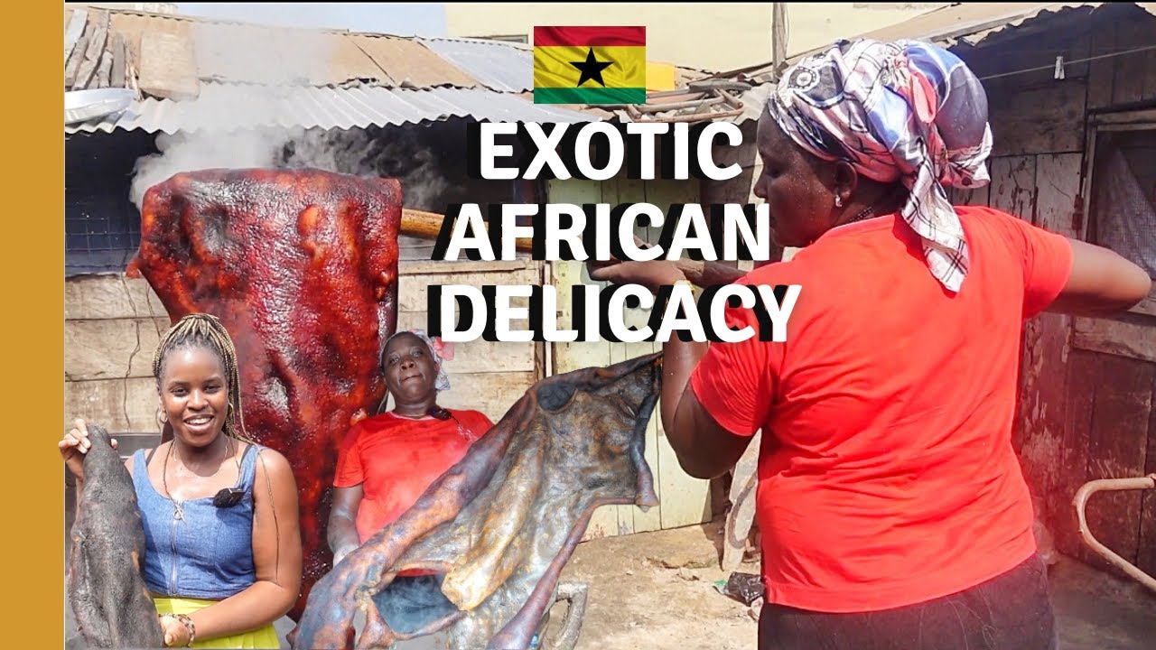 COOKING AND EATING COW SKIN / WELE | EXTREME AFRICAN FOOD IN GHANA | LIVING IN GHANA