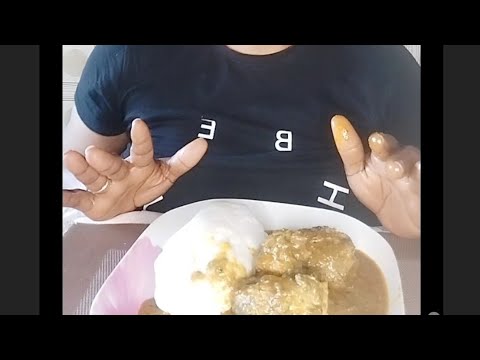 ASMR eating Pounden Yam and Banga Palmnut Soup African food mukbang join me guys let’s eat dinner