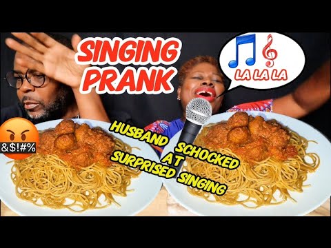 SINGING PRANK on Husband | African Food Mukbang | Wheat Spaghetti and Spicy Meatball Stew