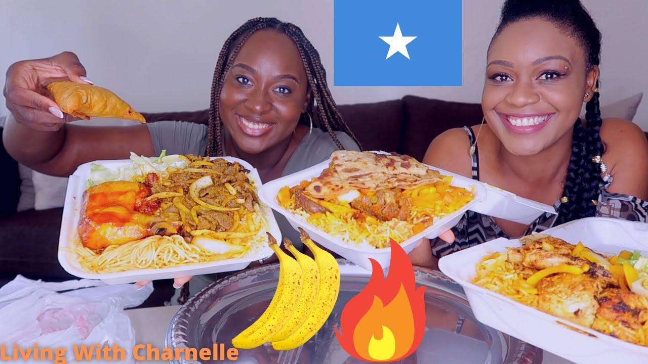 West Africans Trying East African Food| Somali Food! Spaghetti and Banana? Goat, Beef