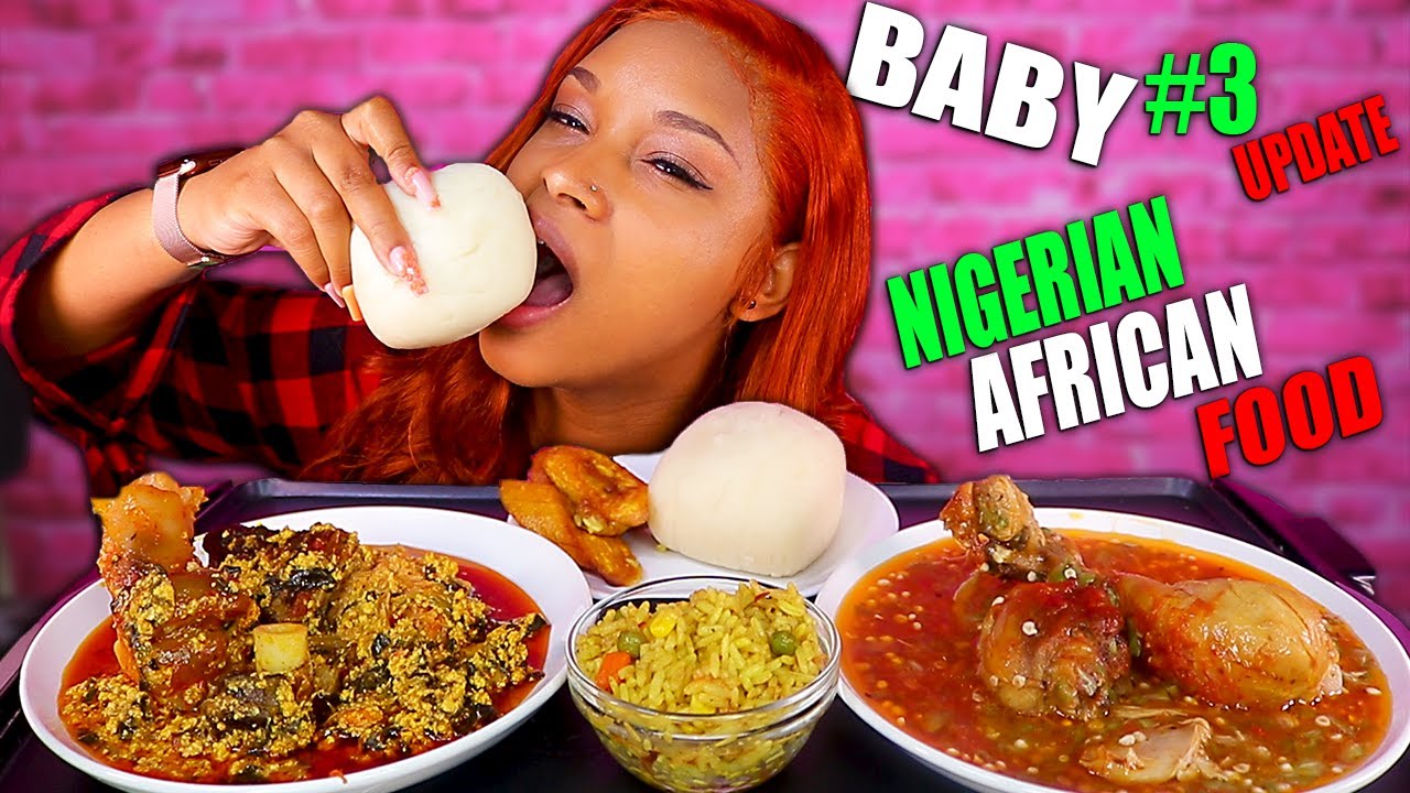 FUFU & EGUSI SOUP *HAND EATING* AFRICAN FOOD MUKBANG + BABY #3 UPDATE | QUEEN BEAST