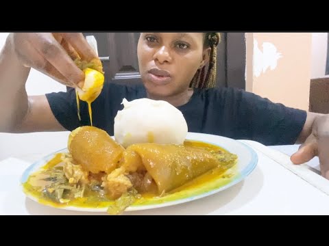 Asmr Mukbang Oha Soup with Fufu/ AFRICAN FOOD MUKBANG