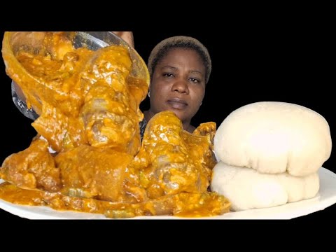 African food mukbang ogbono soup with fufu mukbang