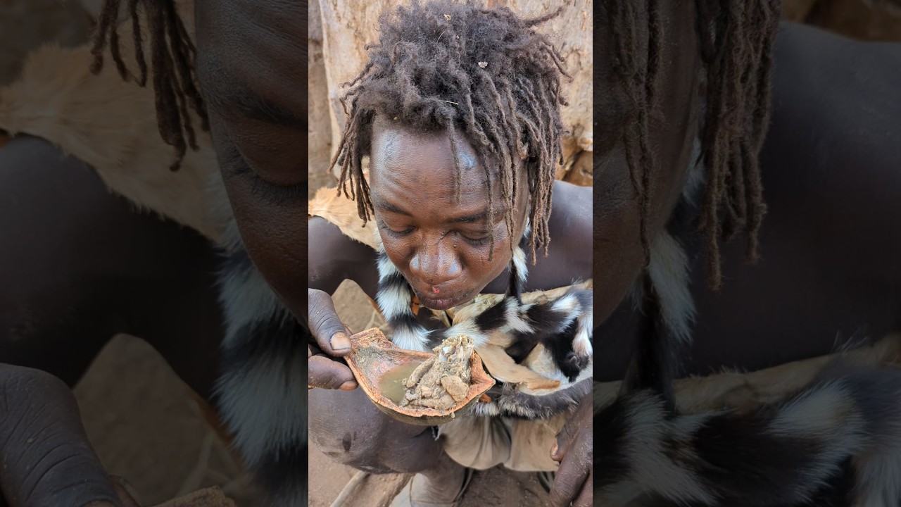 breakfast time, So delicious natural Soup cooked by tribe middle of nowhere #hadzabetribe #food