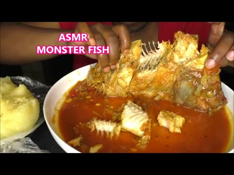 ASMR AFRICAN FOOD XXL SPICY RED SNAPPER FISH/FUFU/TOMATOE STEW/Delicious