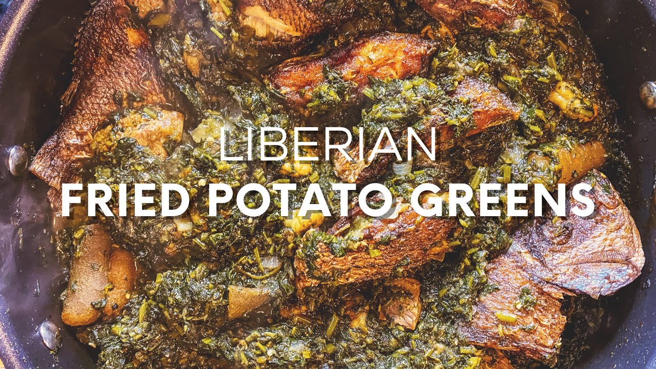 African Food | Liberian Fried Potato Greens Recipe | Fried Potato Leaf