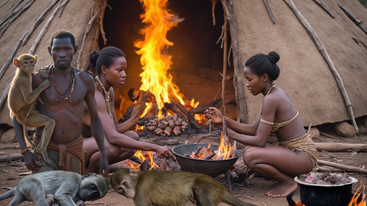 Eating MONKEYS with the Hadzabe Tribe | hadza land