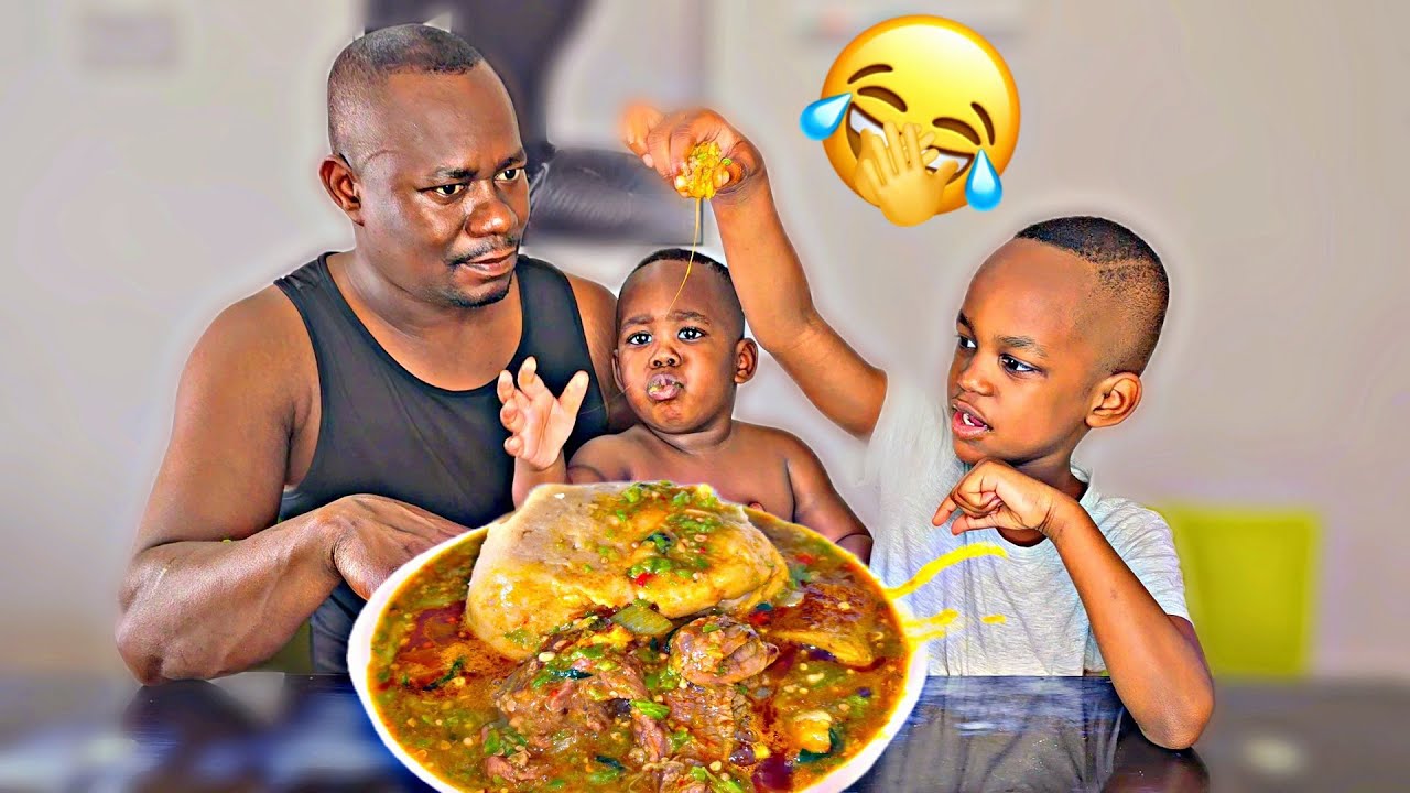 OAT FUFU WITH OKRO SOUP MUKBANG WITH THE BOYS,  AFRICAN FOOD MUKBANG