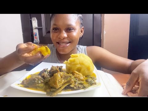 Asmr Mukbang Oha Soup with Plantain Fufu / African Food Mukbang