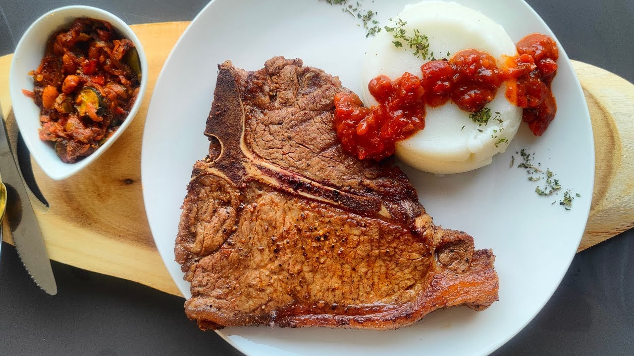 South African  Food: Pap and Vleis T-bone Beef Steak | Pap en Vleis Braai