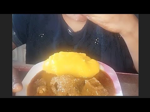 ASMR eating Cassava starch fufu and Palmnut soup(Banga) African food mukbang join me guys let’s eat