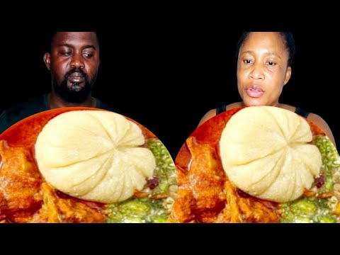 SAMR MUKBANG AFRICAN FOOD OKRO SOUP WITH FUFU MUKBANG #africanfood #mukbang #okrosoup #fufu #hotpot