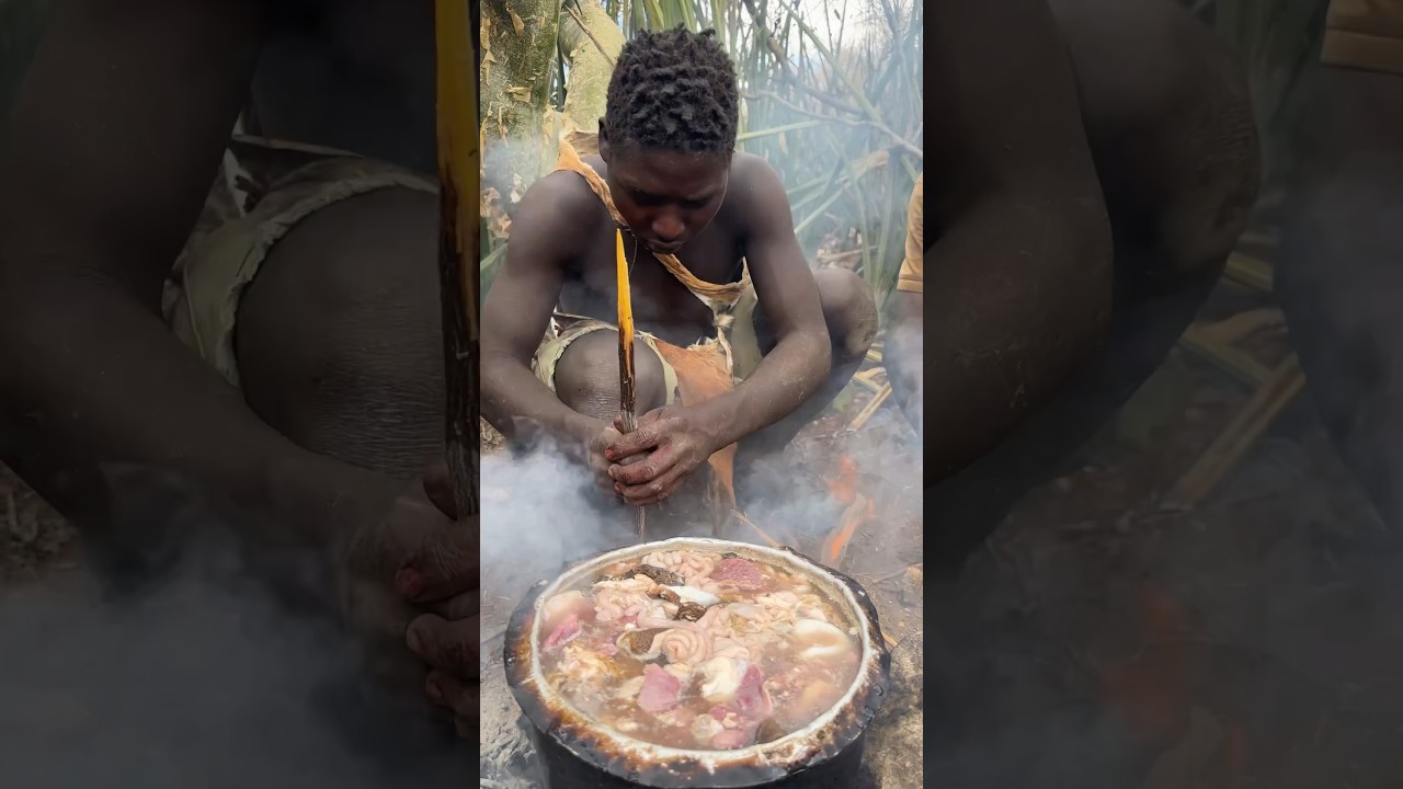 Hadza hunter #cooking forest meals