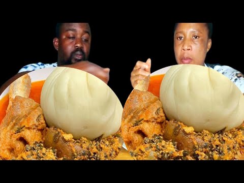 ASMR AFRICAN FOOD MUKBANG FUFU WITH EGUSI SOUP FUFU MUKBANG #mukbang #egusisoupmukbang #africanfood