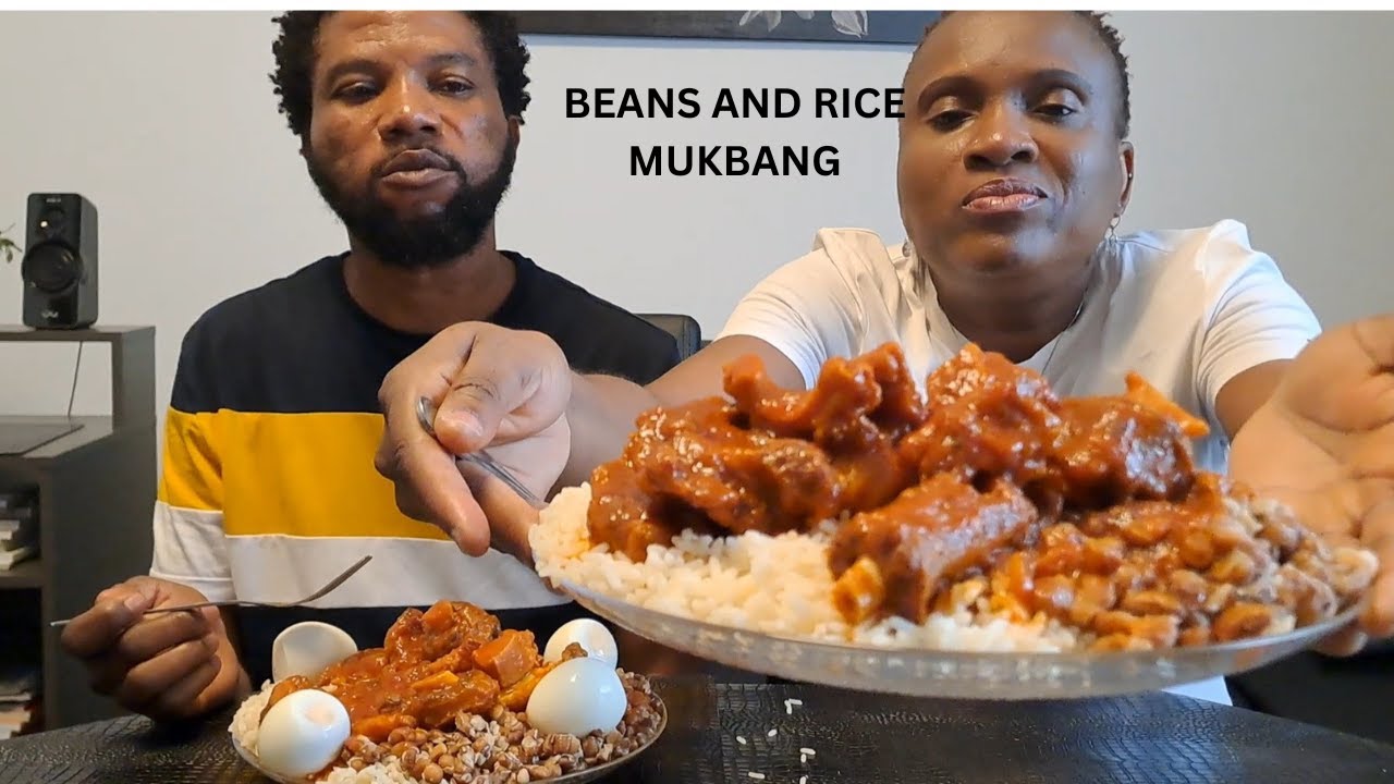 Rice and beans +ASSORTED MEAT# african food mukbang