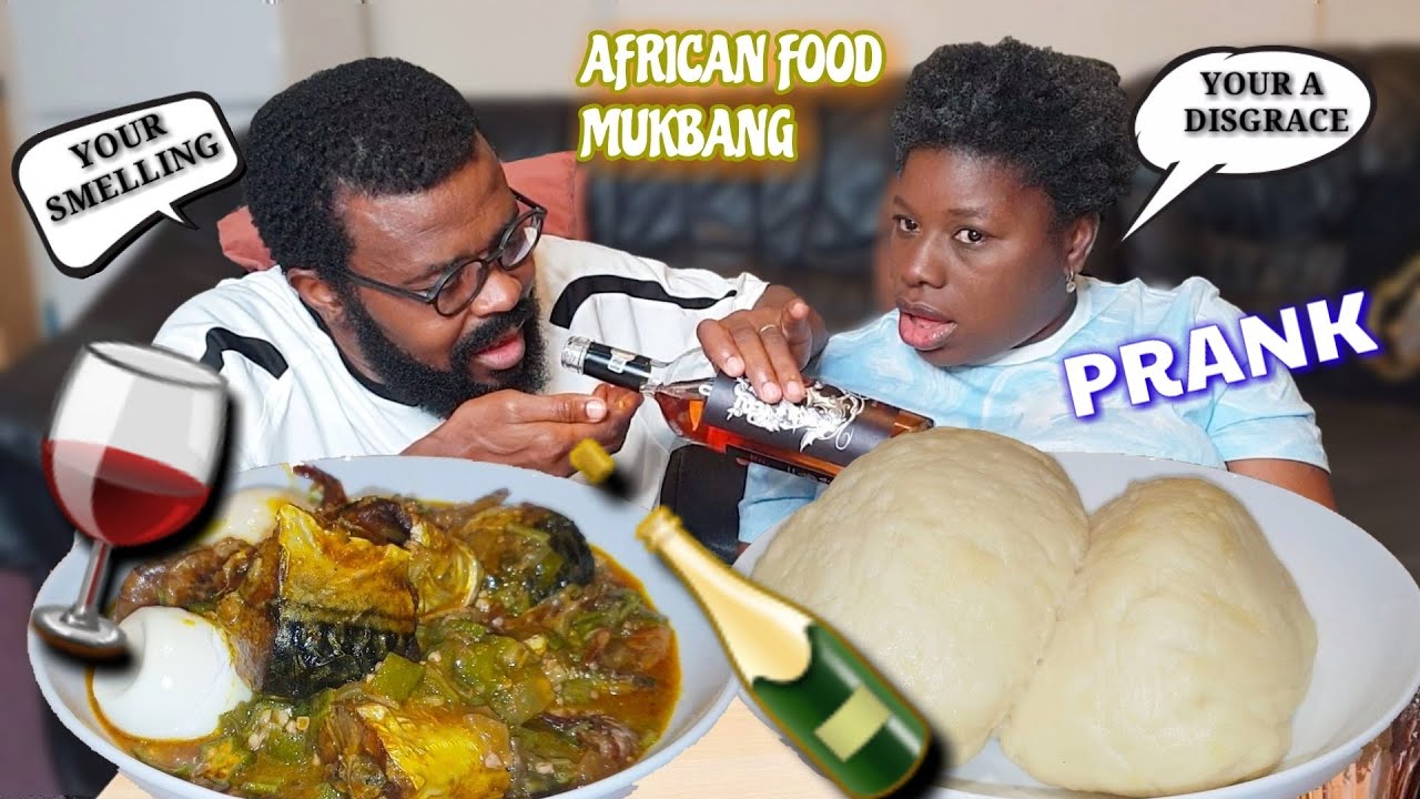 ACTING DRUNK MUKPRANK ON MY WIFE |AFRICAN FOOD MUKBANG|OKRO SOUP +FUFU MUKBANG|FUFU MUKBANG #SHORTS