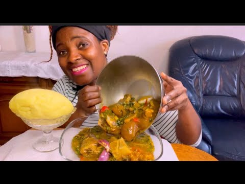 African Food mukbang/ okra soup with Fufu/ mukbang bang/ eating Show/ / eating mukbang