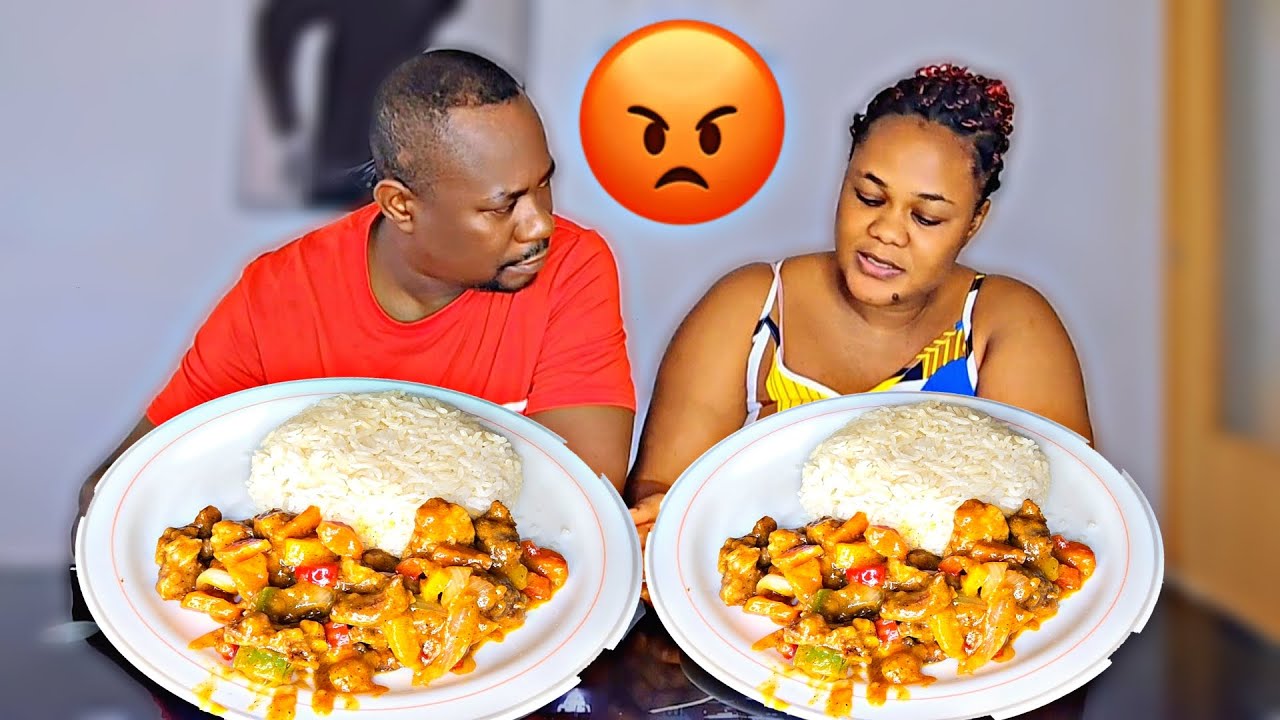 I need a second husband mukprank on my husband ,African food mukbang, Rice and beef sauce