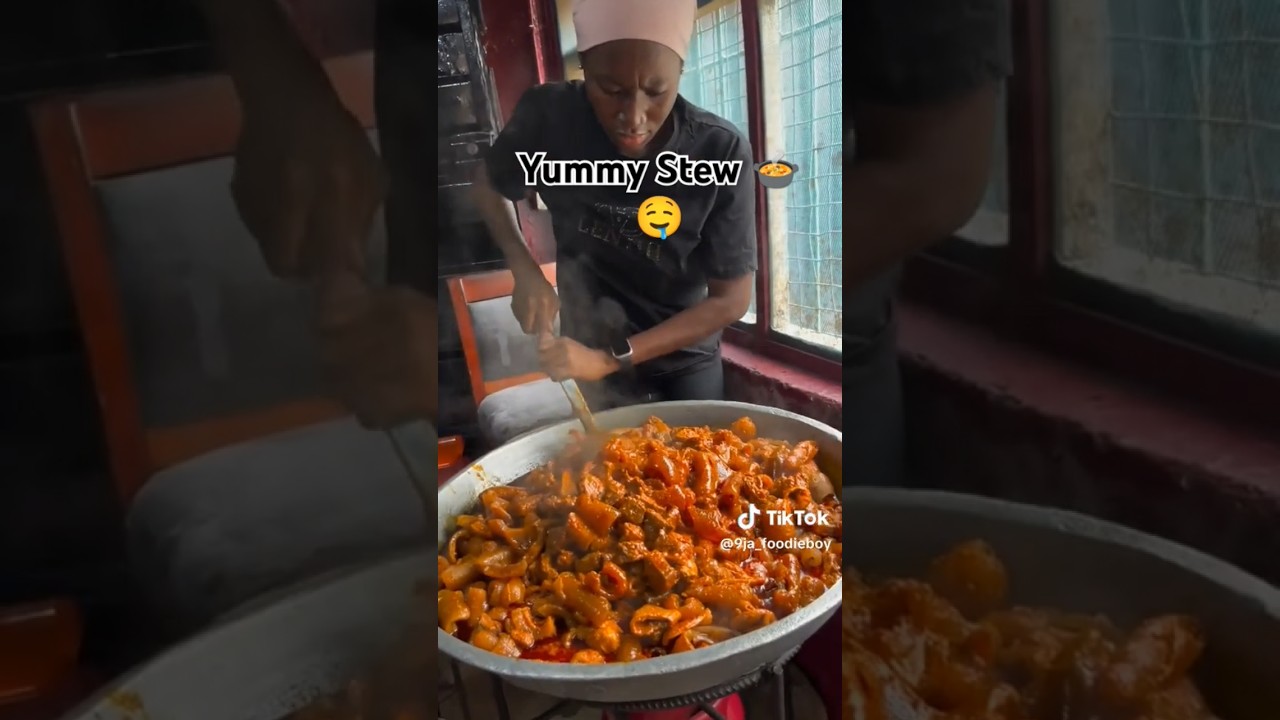 Nigeria Stew full of protein, delicious Nigerian food, African food mukbang video, eating spicy food