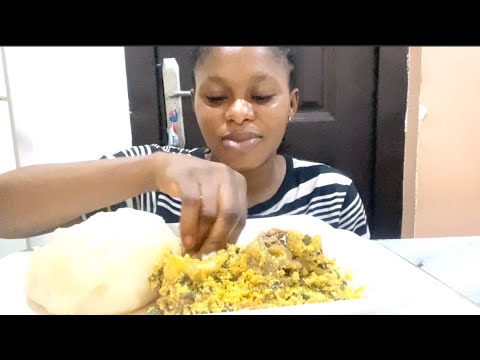 Asmr Mukbang Melon soup with Cassava Fufu/African Food Mukbang