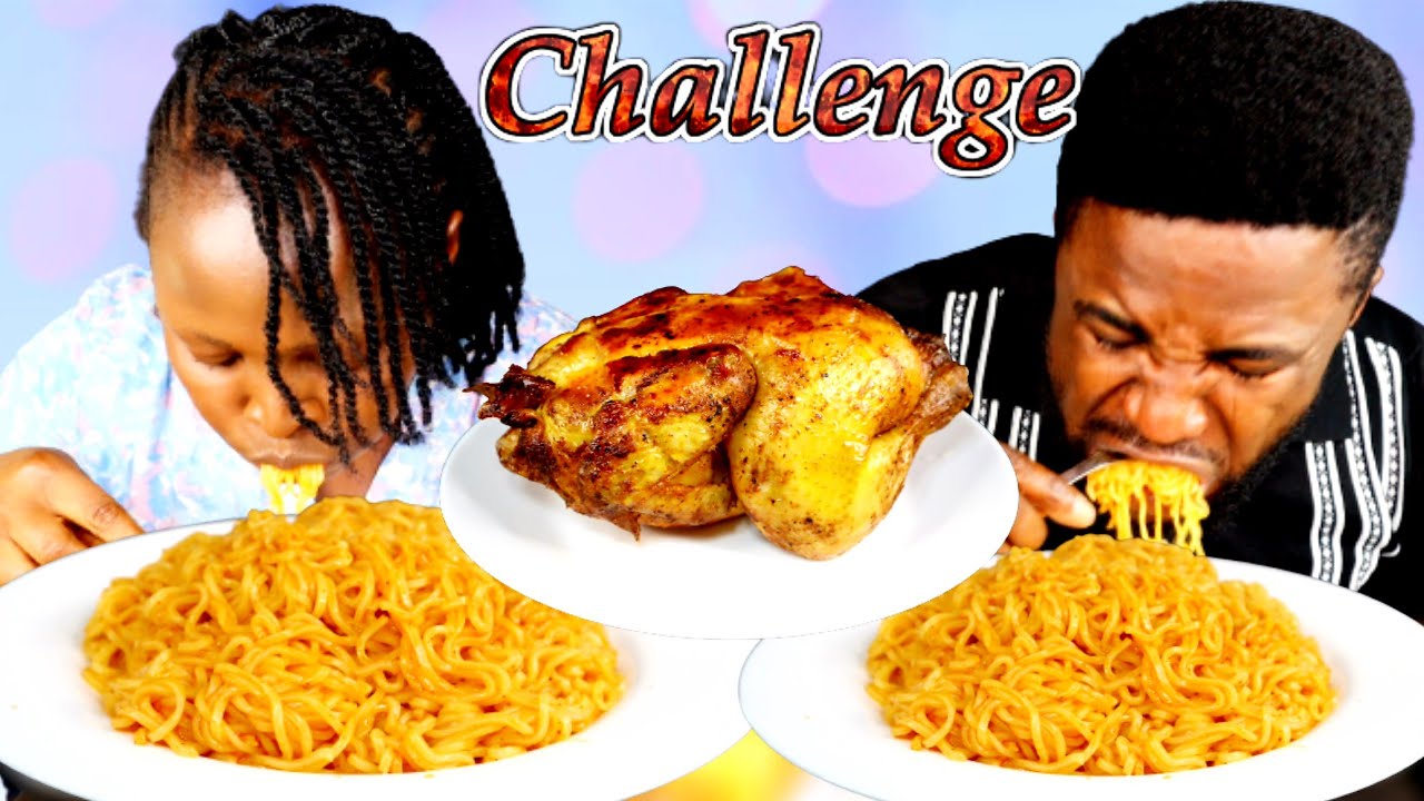 2× SPICY NOODLES NO WATER CHALLENGE | MASSIVE CHICKEN | AFRICAN FOOD MUKBANG