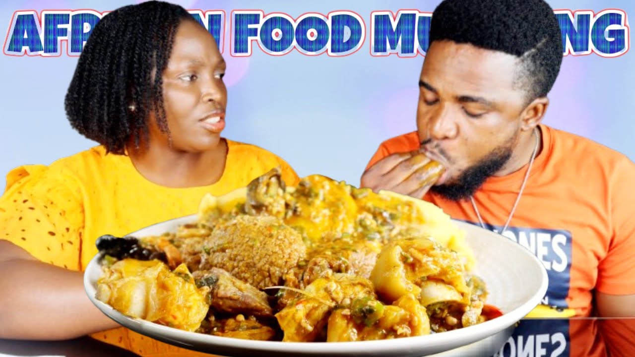 MASSIVE GARRI FUFU AND OKRA SOUP WITH ASSORTED MEAT MUKBANG | AFRICAN FOOD MUKBANG