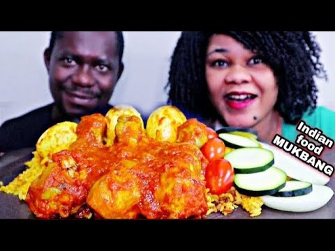 African food mukbang, Curry Rice and eggs chicken mukbang