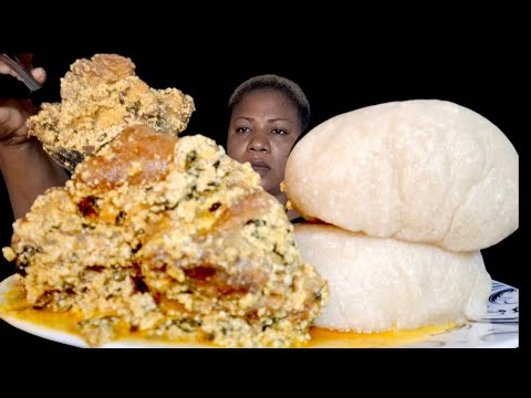 African food mukbang/ fufu with egusi soup (ASMR)