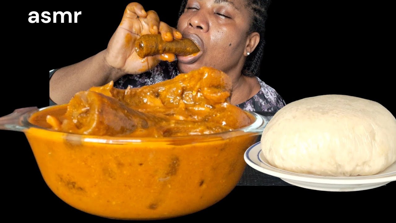 African food mukbang/ ogbono soup and fufu mukbang/ eating Sound mukbang