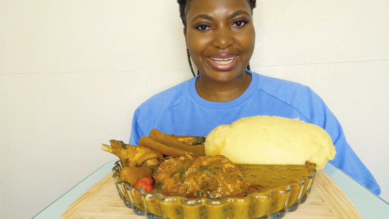 Cook and Eat with me palm nut soup with plantain fufu