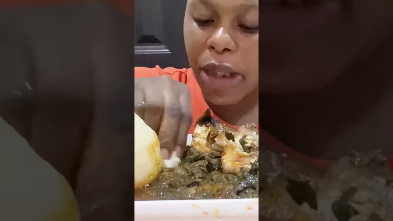 Asmr Mukbang Vegetable Soup with Fufu/African Food Mukbang