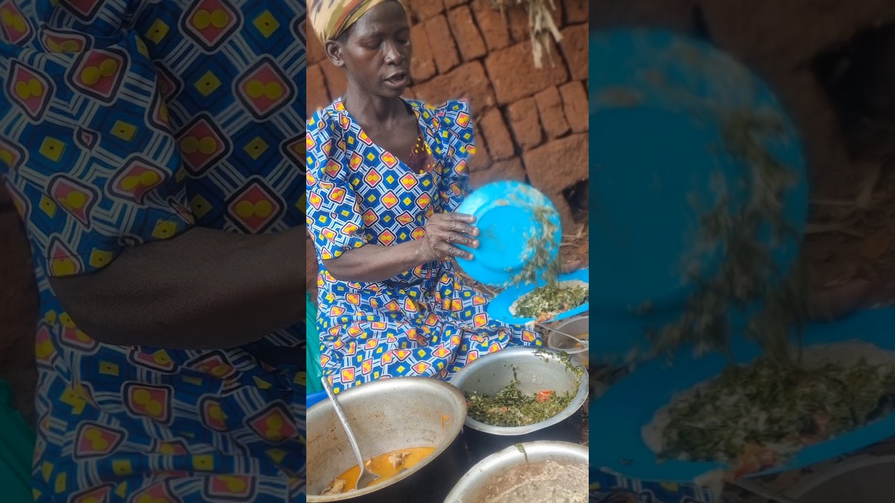 African mother  is serving lunch for her family #shortfeed #africa